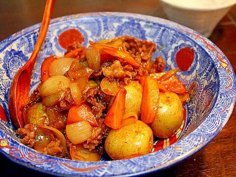 新じゃがと牛肉の炒り煮